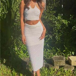 Halter top & split thigh skirt set